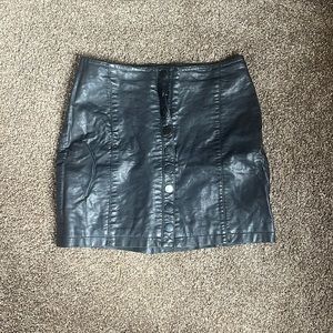 FREE PEOPLE leather button up mini skirt